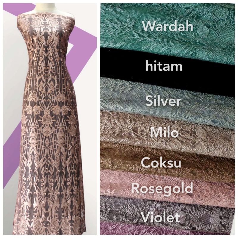 Kain Brokat Tile Bordir Bakal Kebaya Brokat