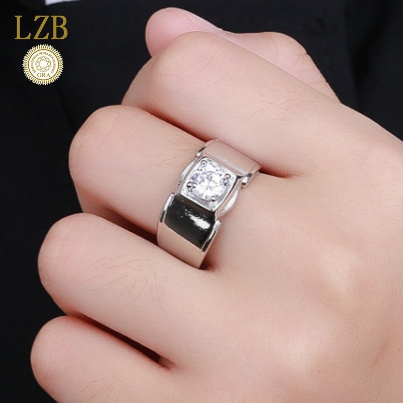 Cincin Kawin Platinum Moissanite Pria Berlian 1 Karat Klasik Sederhana