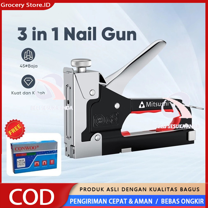 

Gratis 600 paku 3 In 1 Pistol Kuku Pistol Stapler Konstruksi Konstruksi Furnitur DIY Pelapis Pelapis Pistol Stapler Multifungsi Pistol Stapler Dekorasi Rumah Alat Pertukangan