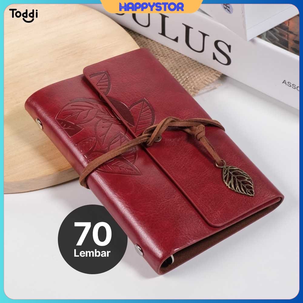 

Toddi PHANTACI Buku Catatan Binder Kulit Retro Leaf Kertas B7 - BSD666