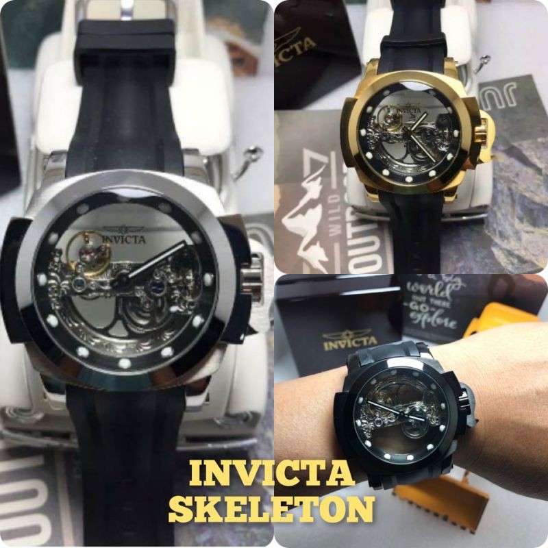 Terlaris New arrival jam tangan pria INVICTA SKELETON BLACK