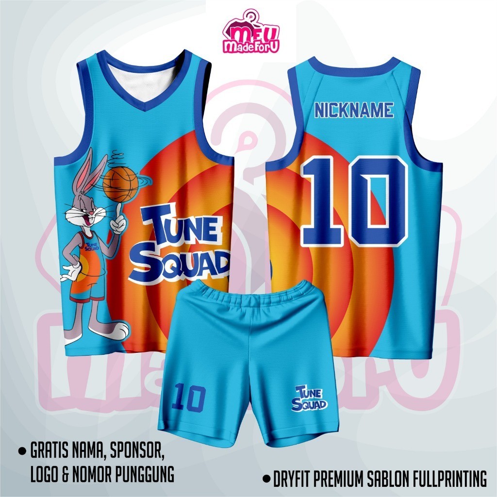 Jersey Baju Wanita/Pria TUNE SQUAD BUGS BUNNY Special Edition BLUE CUSTOM SUKA SUKA DESAIN Basket GR