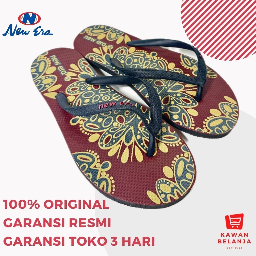 Sandal Jepit Karet New Era Batik Coklat Hitam Pink Abu-abu Merah Pria Wanita Anak