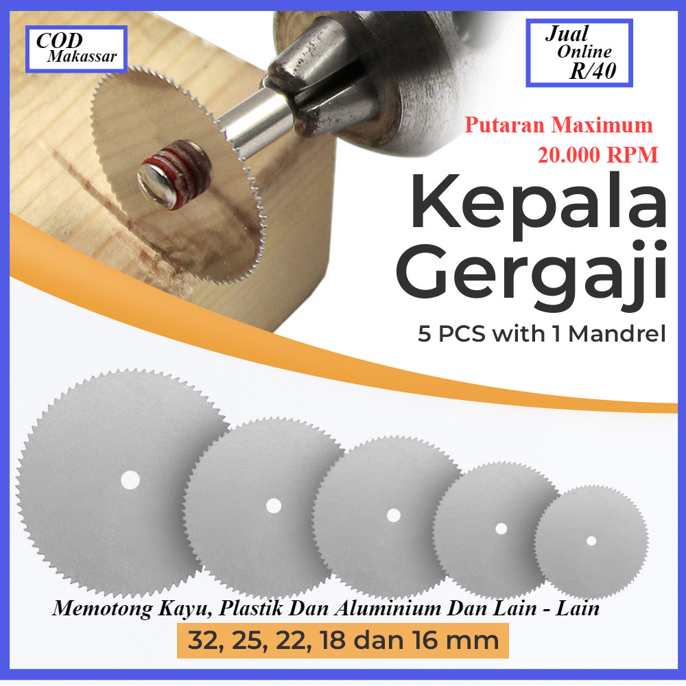 5 PCS Kepala Mata Bor Jadi Gerinda Mini Gergaji Wheel Slice Metal idengan 1 Mandrel for Dremel Rotar