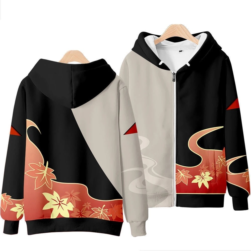 New Genshin Impact Kaedehara Kazuha Cosplay Hooe Women Men Harajuku Sweatshirt Streetwear Hip Hop Pu