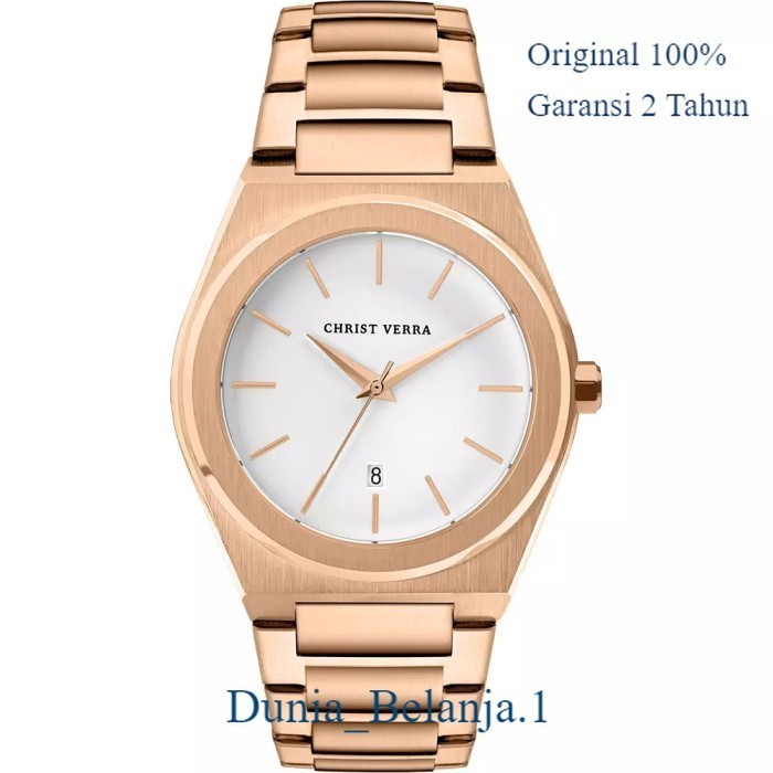 Original 100% Jam Tangan CHRIST VERRA Pria  CV 10985G-15 WHT Garansi Resmi 2 Tahun