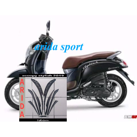 Striping stiker  honda scoopy  fi led stylish thn 2019 2020 full hitam motif striping original scoop