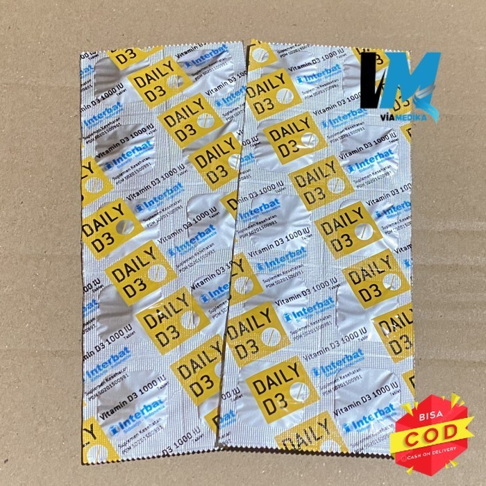 murah- daily d3 1000 iu interbat per strip-ORI ✔️