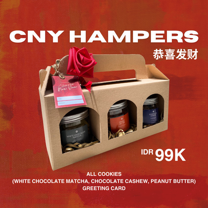 

Hampers Imlek - Cookies (Chocolate Cashew, Peanut Butter, Matcha) SLK