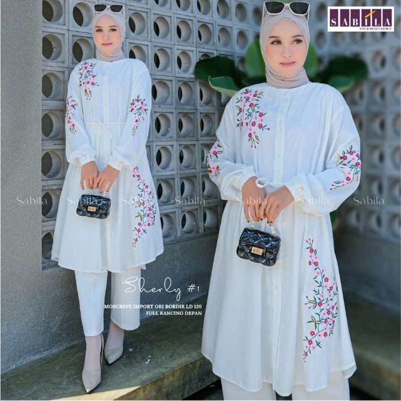 CALLIANA - [ TUNIK PUTIH JUMBO BORDIR BUNGA ] READY SHERLY #1 LD 120 ADISTY LD 120 FUJI LD 120 BIG S