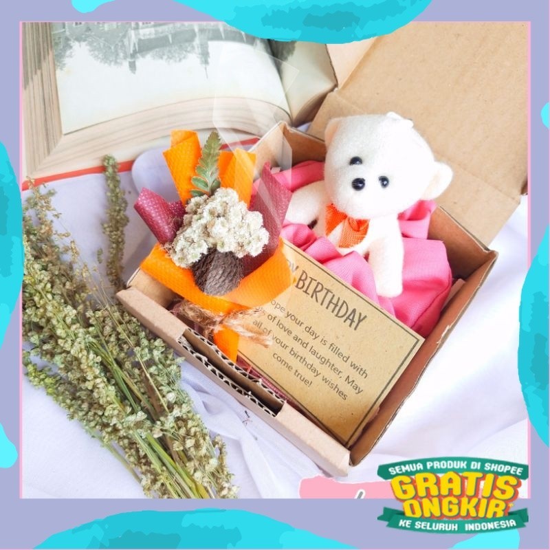 

[READY] Gift Box Boneka Scrunchie Hampers kado Cewek Ulta Wisuda by haiyu.co/ kuning coklat abu ungu sage