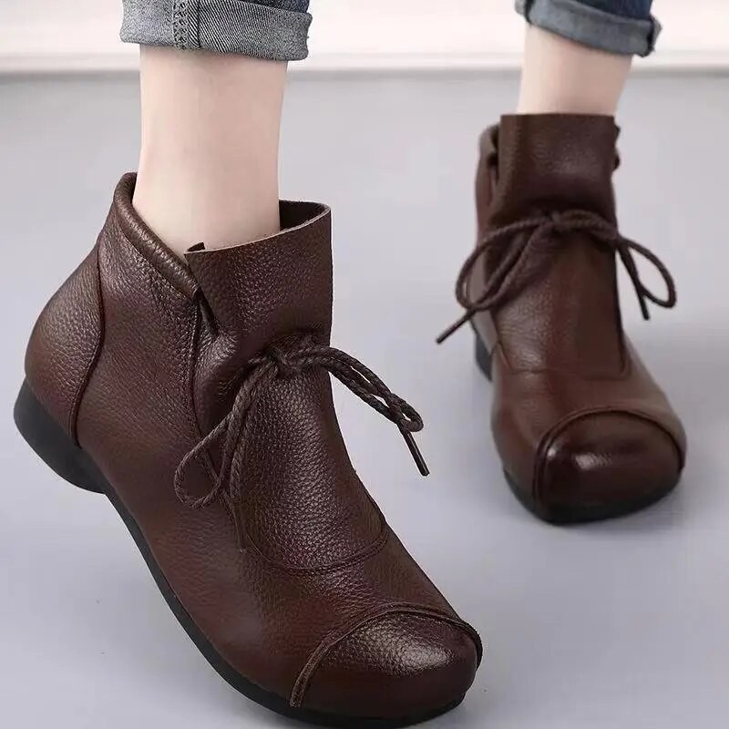Sepatu untuk Wanita 2023 Sepatu Bot Wanita Renda Fashion Baru Sepatu Bot Wanita Retro Bawah Lembut K