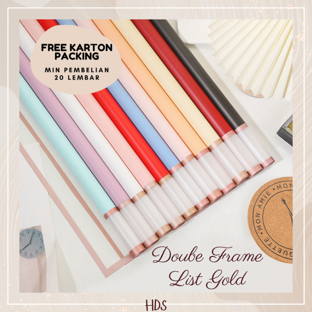 

HDS KERTAS BUKET BUNGA UANG CELLOPHANE FLOWER WRAPPING PAPER DOUBLE FRAME LIST GOLD