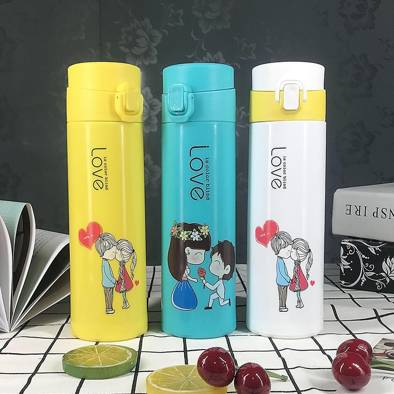 BC92 Botol Kaca Kancing Love is Blind Pure Baru New Botol Minum My Bottle Tumbler Glass Termos Kaca 