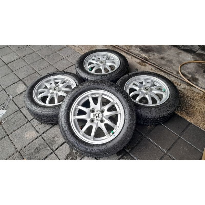 VELG BEKAS MOBIL OEM JAZZ RING 14 HOL 4X100 + BAN 175 65 14 80%