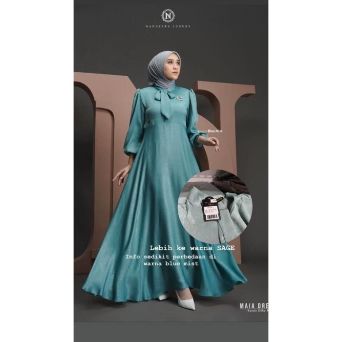 PROMO Gamis terbaru Nadeera Luxury MAIA DRESS BY NADHEERA LUXURY LIMITED - Blue mist, S