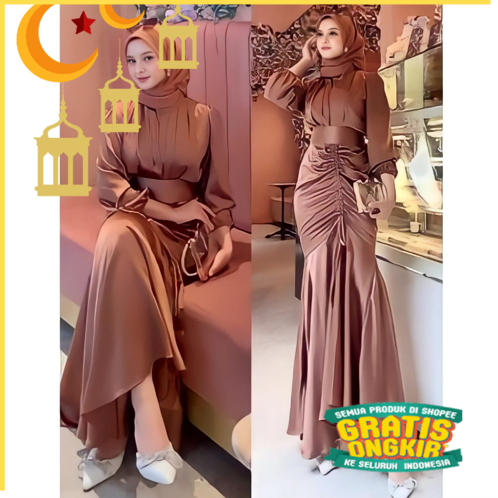 Freeya Outfit - Vanya Dress Satin Silk Turkey Malay M,LXL / Baju Gamis Wanita Terbaru 2024 / Dress K
