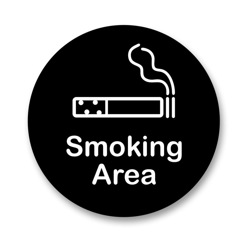 

signage ruang merokok - wall sign smoking area - sign warna hitam - sign bulat akrilik