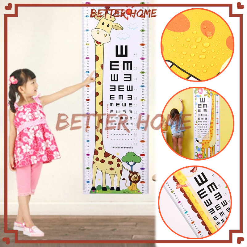 Sticker Pengukur Tinggi Badan Anak Jerapah/Wall Sticker Pengukur Tinggi badan Animals