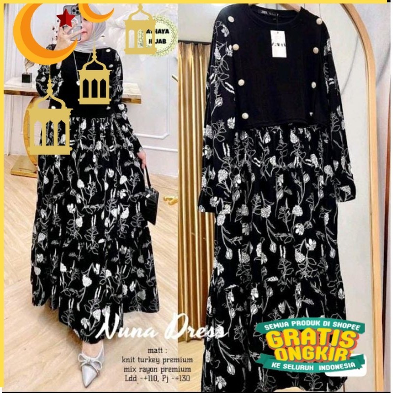 Dress Knit Mix Rayon motif /Nuna Dress/Sora Dress/Alicia Maxy pakis/nude yellow kuning mustard