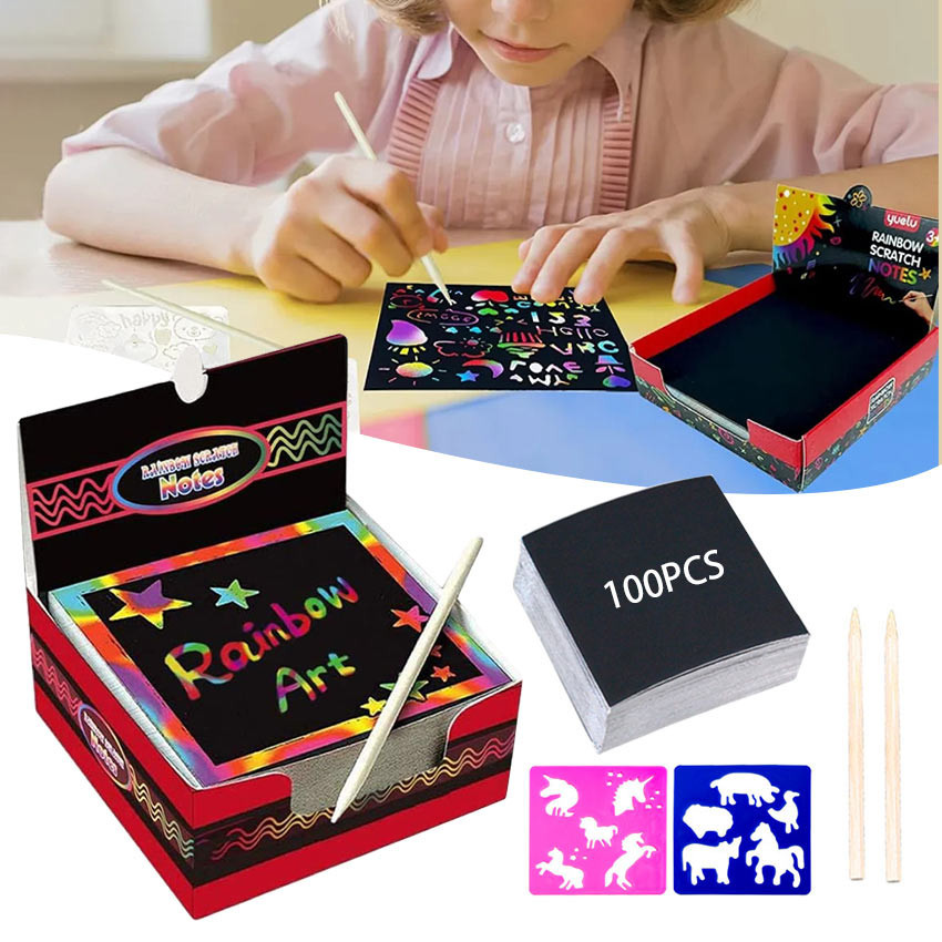 

H7Y Magic Color Rainbow Scratch Paper Note Book Buku Magic Warna Kertas Pelangi Mainan Lukisan Anak