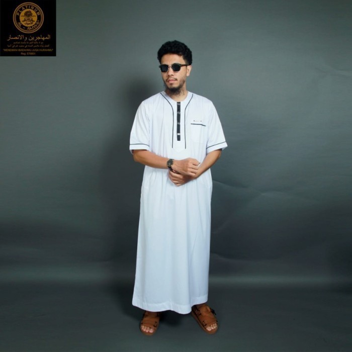 Al Amwa   Jubah Oblong Al Amwa Platinum Gamis Pria Gamis Oblong Lengan Pendek