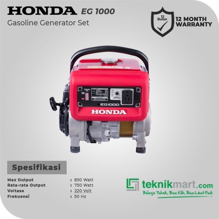 PROMO PUNCAK 12.12 Genset / Generator Set Portable Bensin Honda Eg1000 (800 Watt) Terlaris