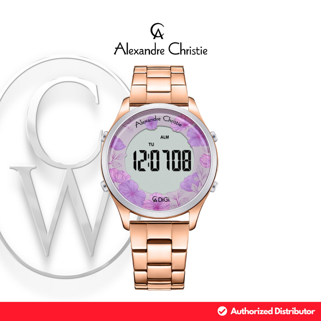 Jam Tangan Wanita Alexandre Christie AC 9363 LHBRGPU Rantai Digital