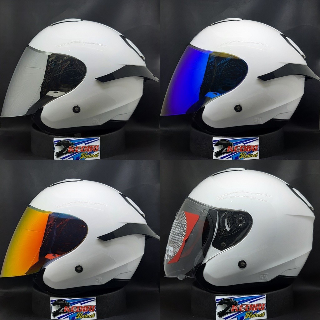 Helm KYT KYOTO R solid polos half face putih hitam doff grey gorila white original paket ganteng