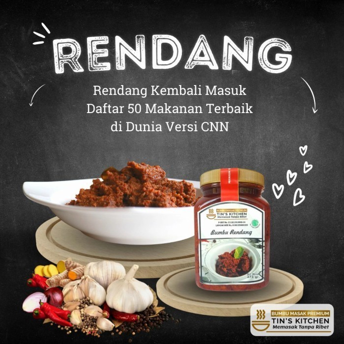 

[Terlaris] Bumbu Rendang Tin's Kitchen 220gr. Bumbu masak instan praktis enak