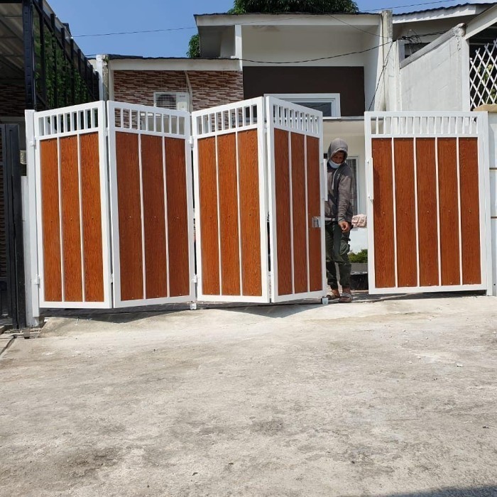 pagar  rumah minimalis murah lipat motif kayu grc
