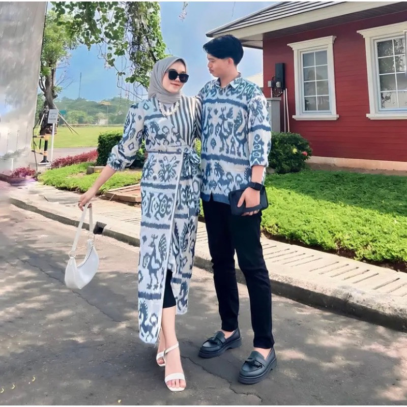 COUPLE TENUN BAJU KONDANGAN DRESS MAXI ETNIK SUMBA TERBARU PAKAIAN WANITA LAKI LAKI