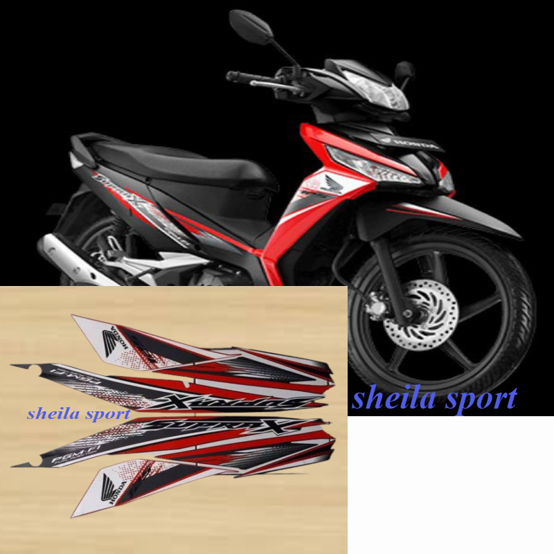 Striping stiker lis body honda supra x 125 fi thn 2019 2020 2021 hitam merah doff Stiker motor