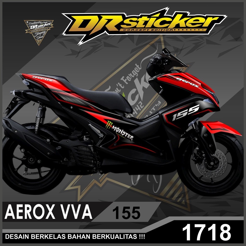 Decal motor aerox 155 vva variasi sepeda motor desain logo monster decal aerox fullbody