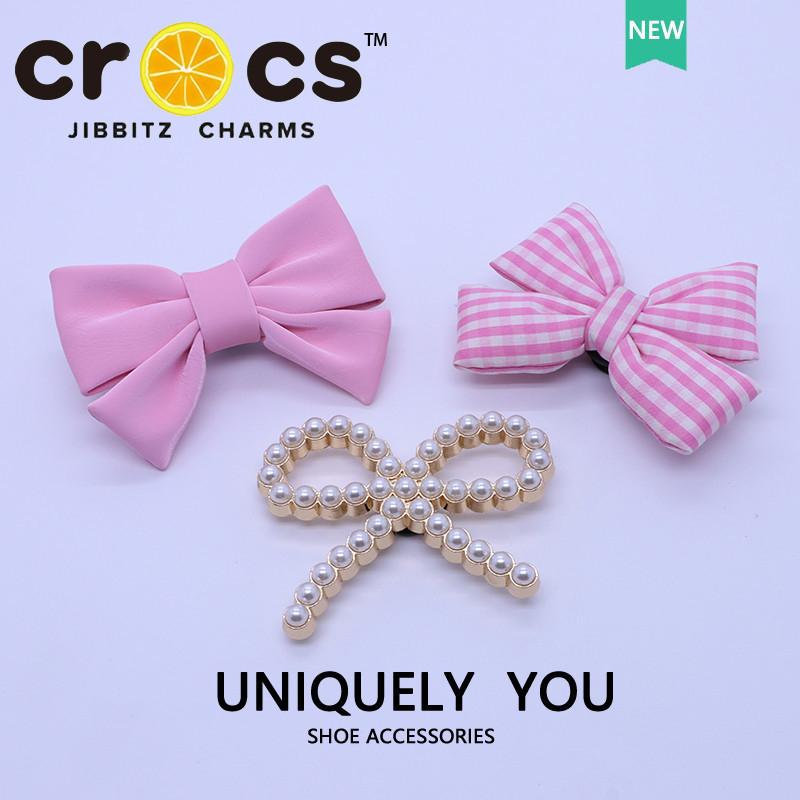 JJBXC cross Pink Bow Pearl Bow Fashion Shoes Accessories