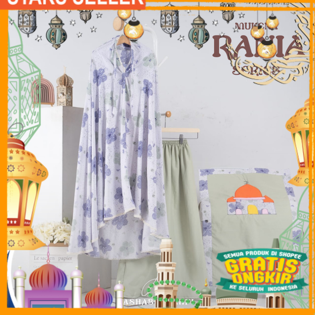 ASHABULKAHFI MUKENA ANAK RAYON PREMIUM FREE TAS SEJADAH RANIA SERIES/ Pink Dusty Fanta Merah muda