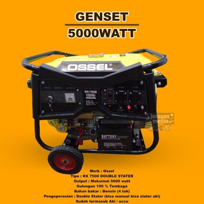 GARANSI RESMI GENSET 5000WATT GENSET 5000 WATT GENERATOR 5000 WATT GENSET GX 7500 OSSEL