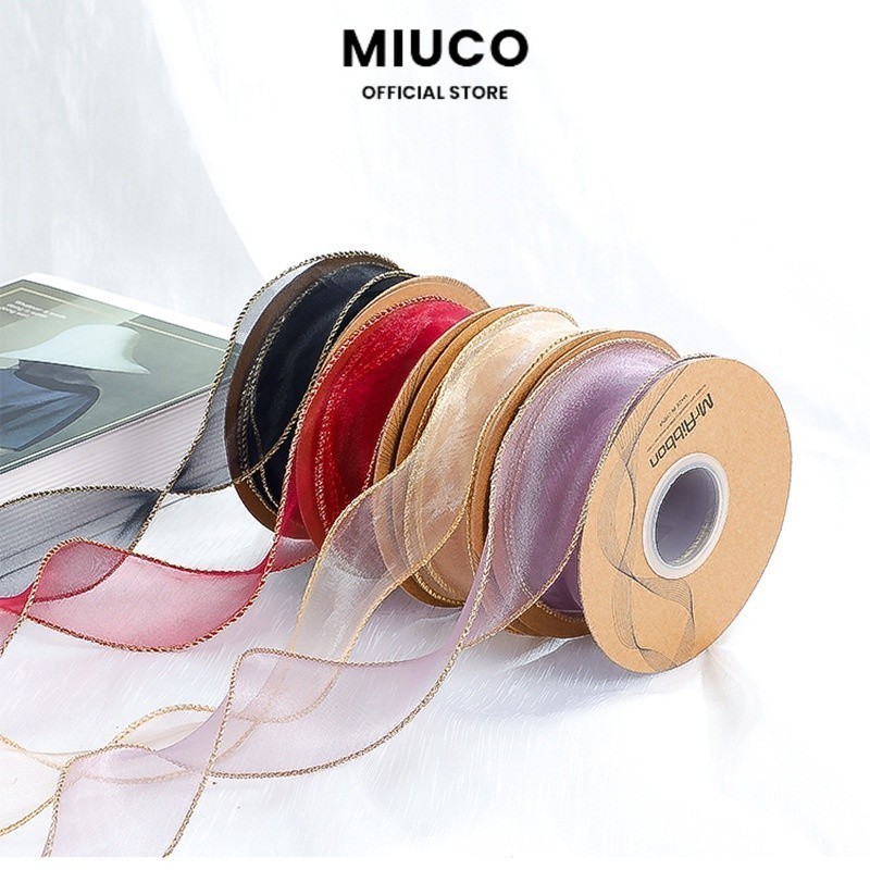 

MIUCO - PTA2 CFMS Pita Chiffon Lis Emas Roll Lebar 4cm/Pita Kado 4cm/Pita Dekorasi Buket