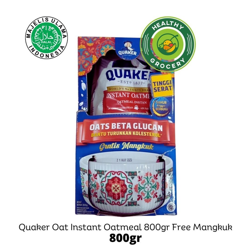 

Quaker Oat Instant Oatmeal 800gr Free Mangkuk ( MERAH )