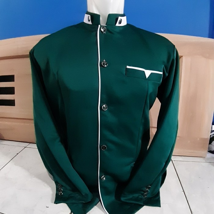 promosi toko jasko dewasa hijau army/hijau botol lis putih/busana muslim pria - hijau army, S