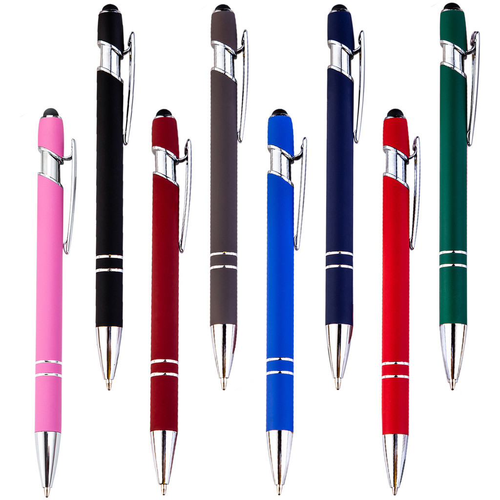 

Fashion Promotional 2 In 1 Stylus Ballpoint Pen Soft Touch Capacitive Screen Touch Pen Custom Logo Metal Ballpoint Pens