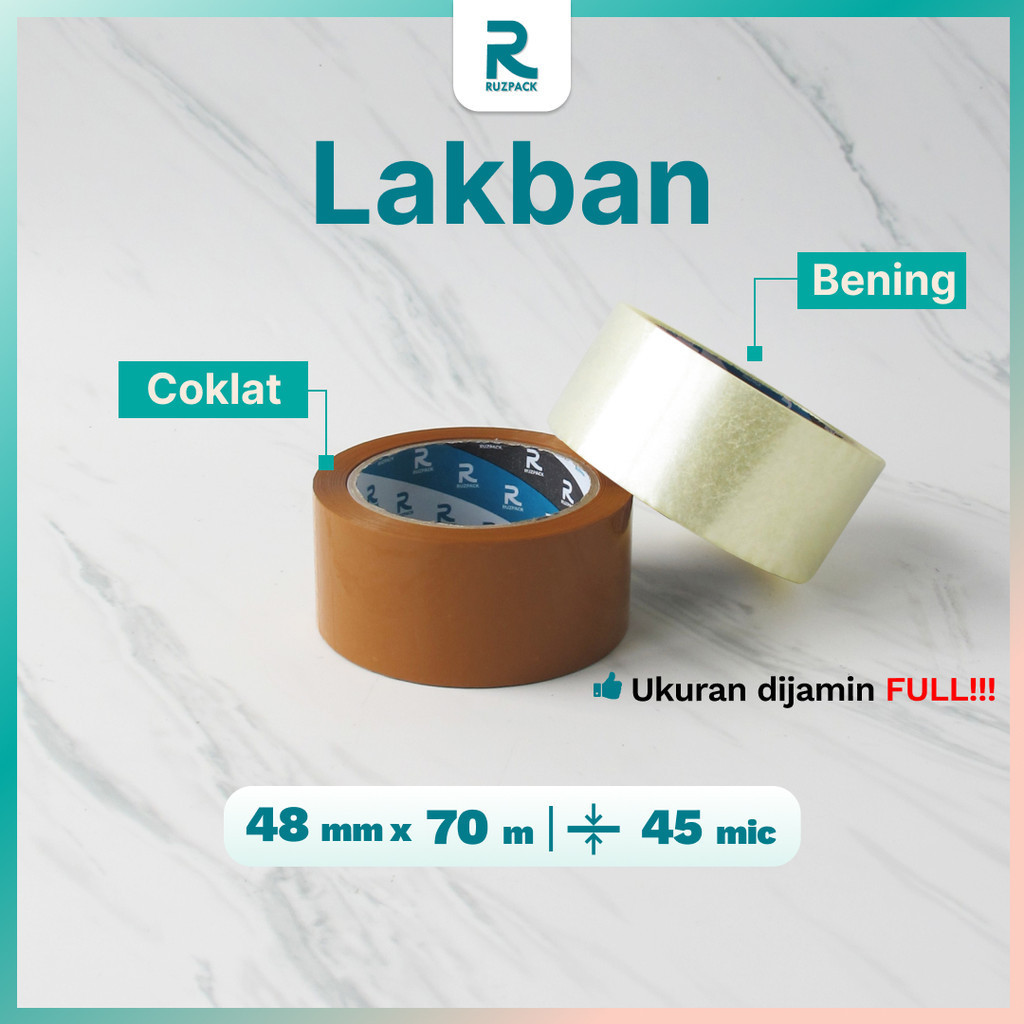 

Lakban FULL 48 mm x 70 Meter 2 Inch Bening Coklat Isolasi Selotip Plakban Tape Clear Ruzpack