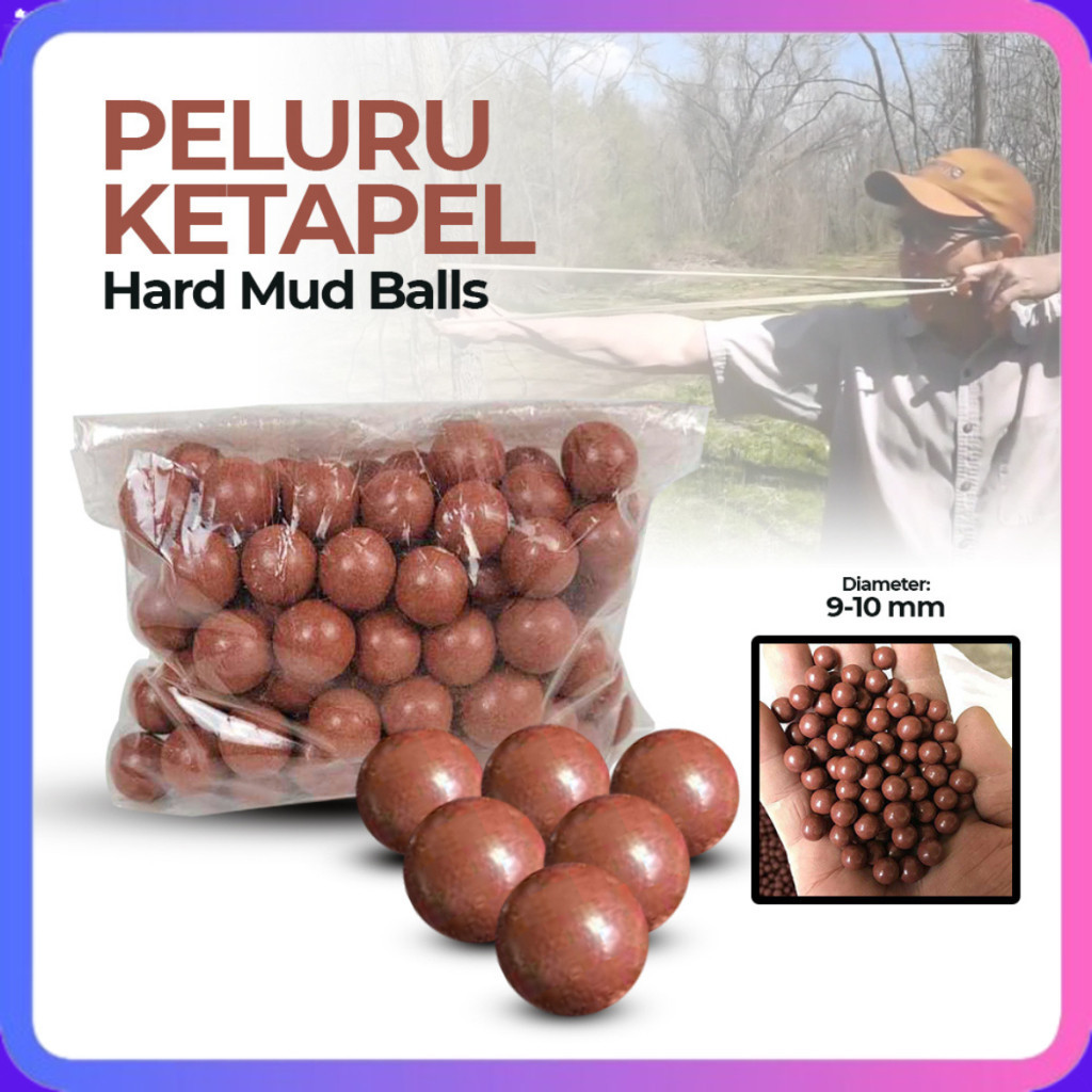 Peluru Ketapel Slingshot Ammo Hard Mud Balls 9-10mm 100PCS PELURU KETAPEL