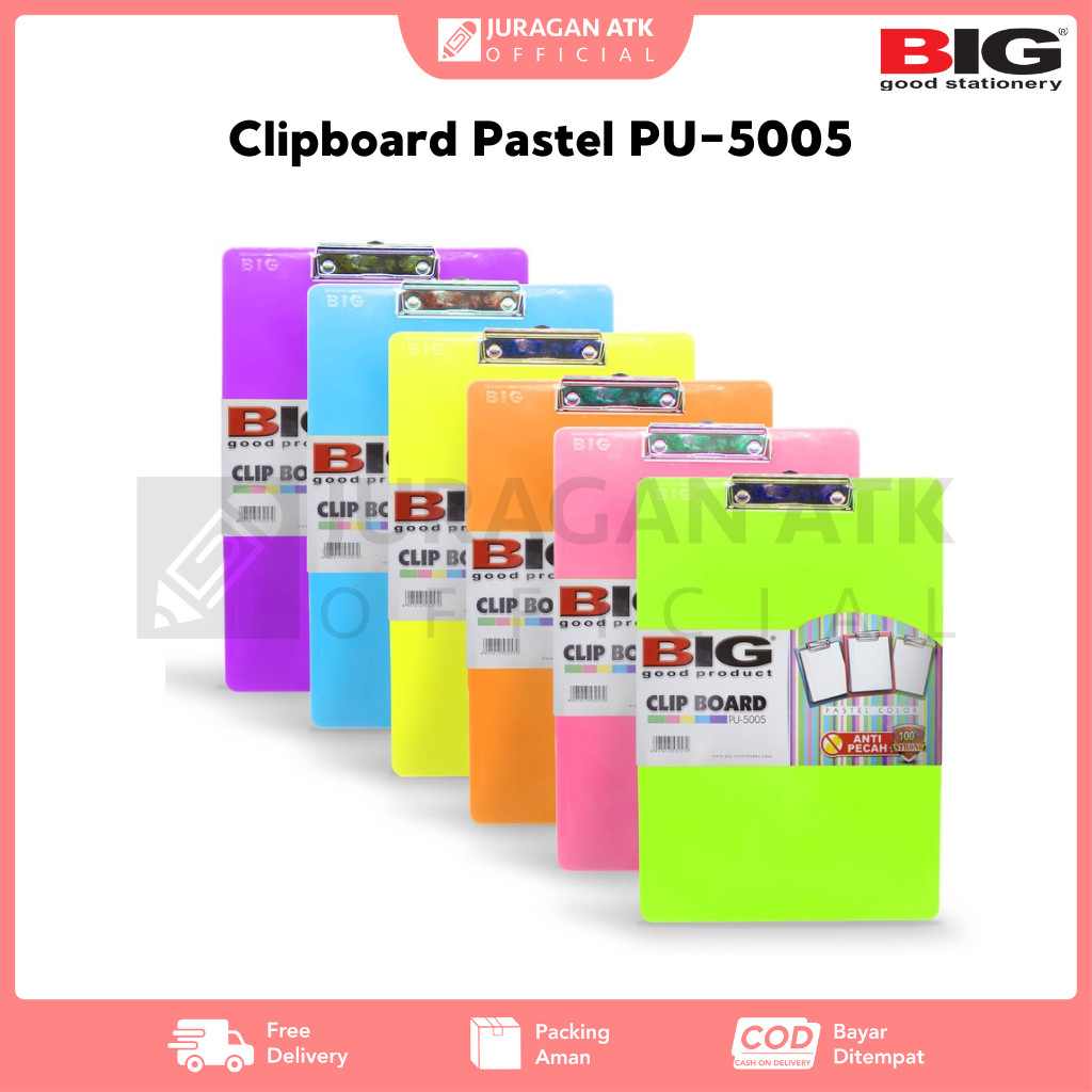 

Clipboard Pastel BIG PU-5005 Papan Ujian Warna Pastel Ukuran F4 Folio PU-5005