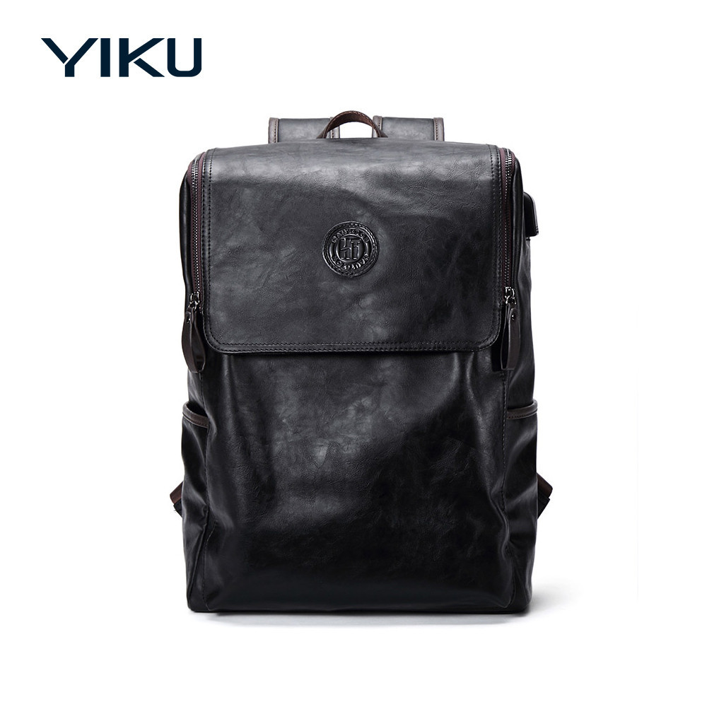 Custom Designer tas punggung kulit asli untuk wanita tas ransel laptop hitam logo unisex tas punggun