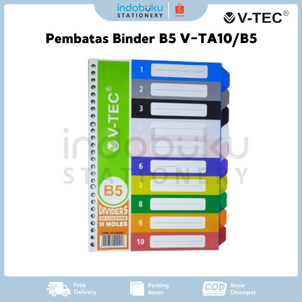 

Pembatas Binder 10 Warna B5 V-Tec Dividers 10 Colours V-TA10/B5