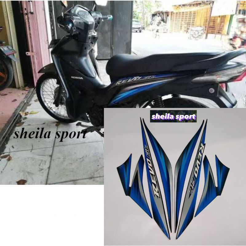 Striping sticker lis body honda revo fit 110 thn 2012 hitam biru / Stiker motor