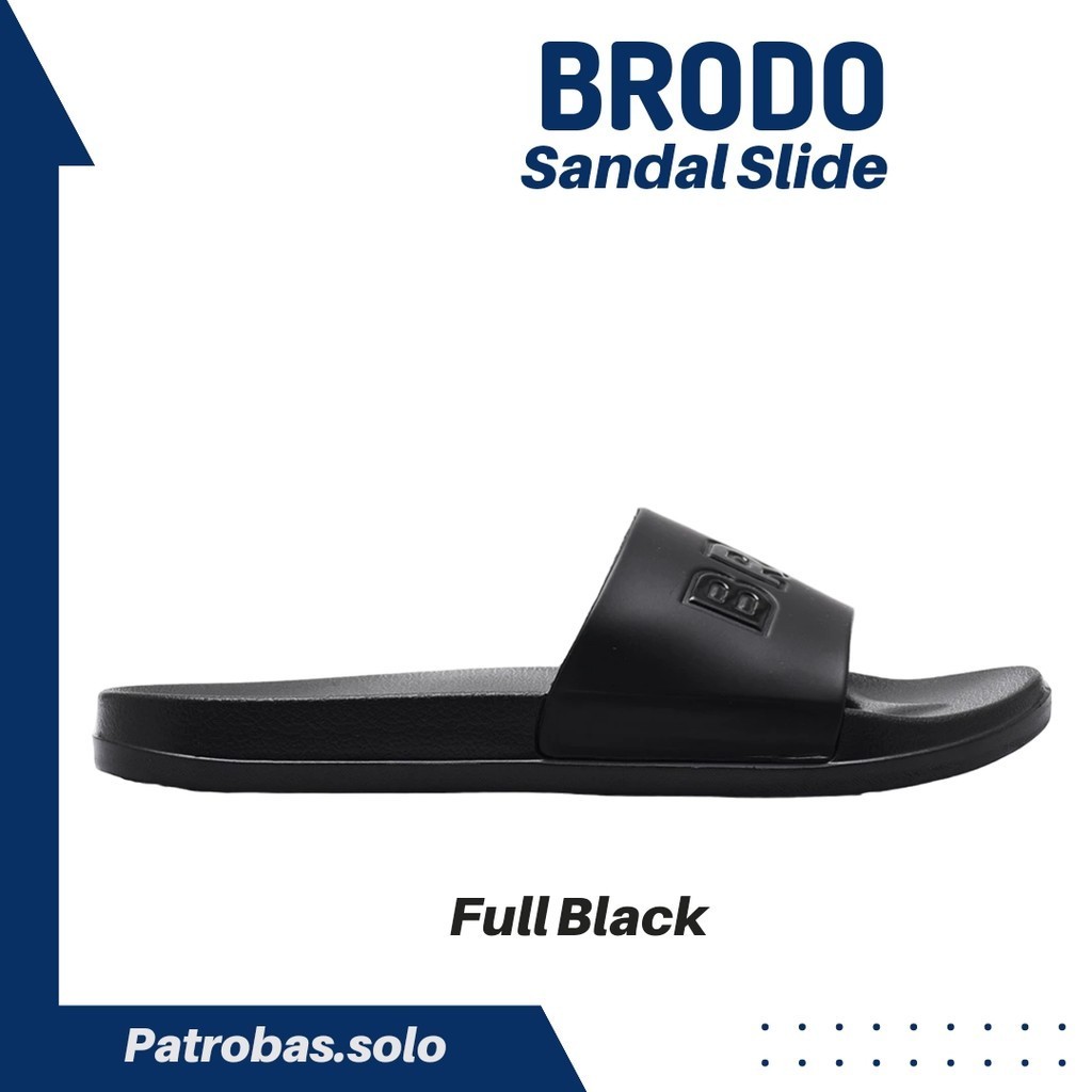 BRODO - Sandal Broslides BRO-DO Full Black Original Sendal Slide Selop Pria Hitam