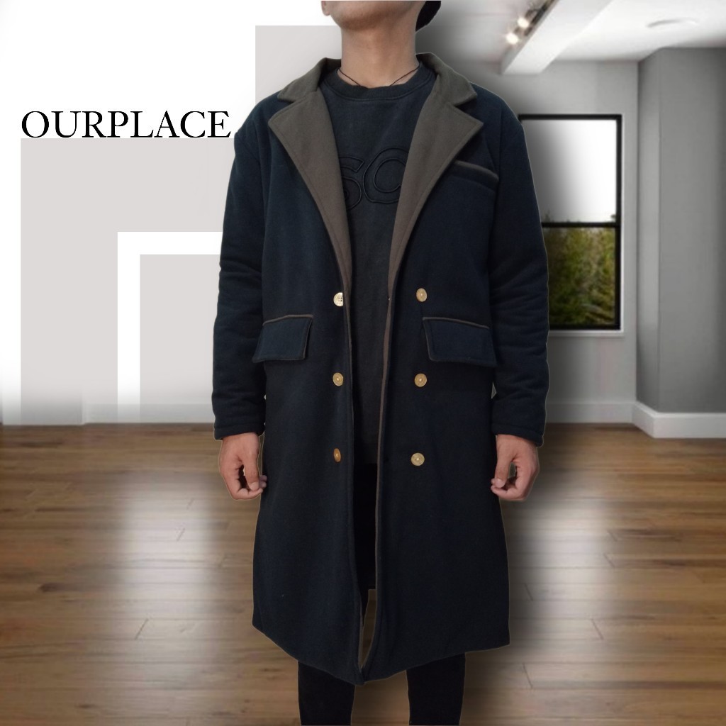 Jas kasual pria katun polyester motif kotak - kotak Outer Laki Laki Bahan Katun Kasual Keren Hem Pri