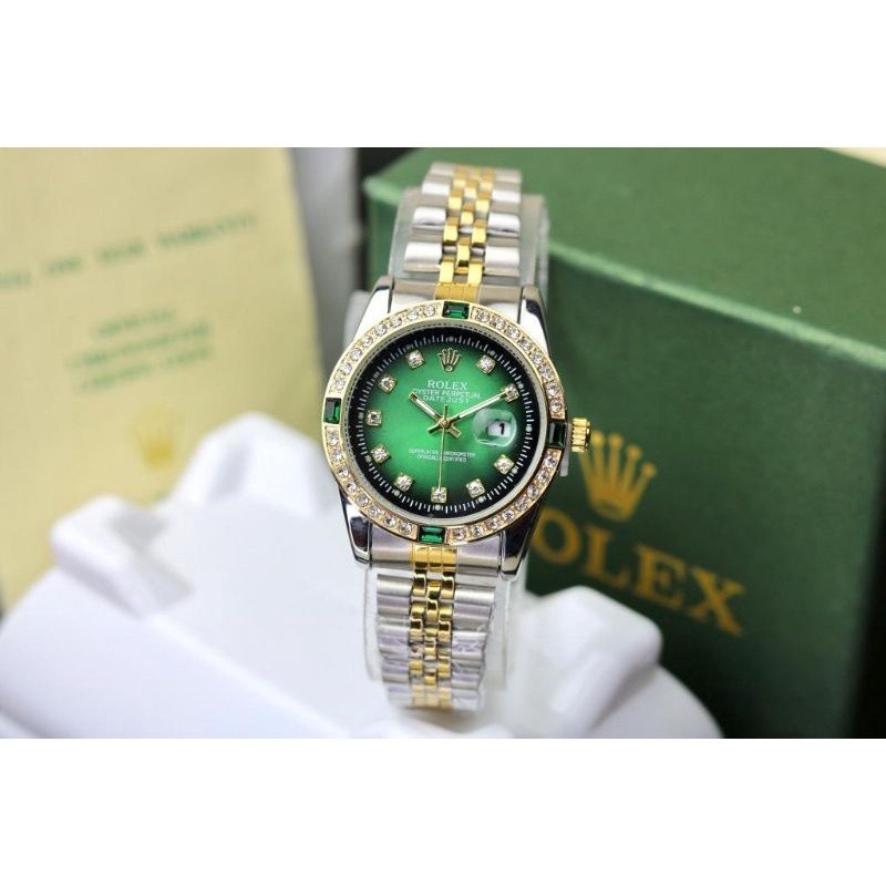 Jam Tangan Wanita Rolex Mata Combinasi R322 Free Box Ori & Baterai Cadangan